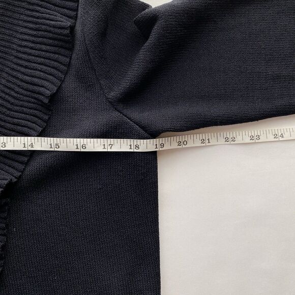 St. John Collection Wool Blend Santana Knit Black Long Ruffled Cardigan Size 4 - Picture 13 of 16